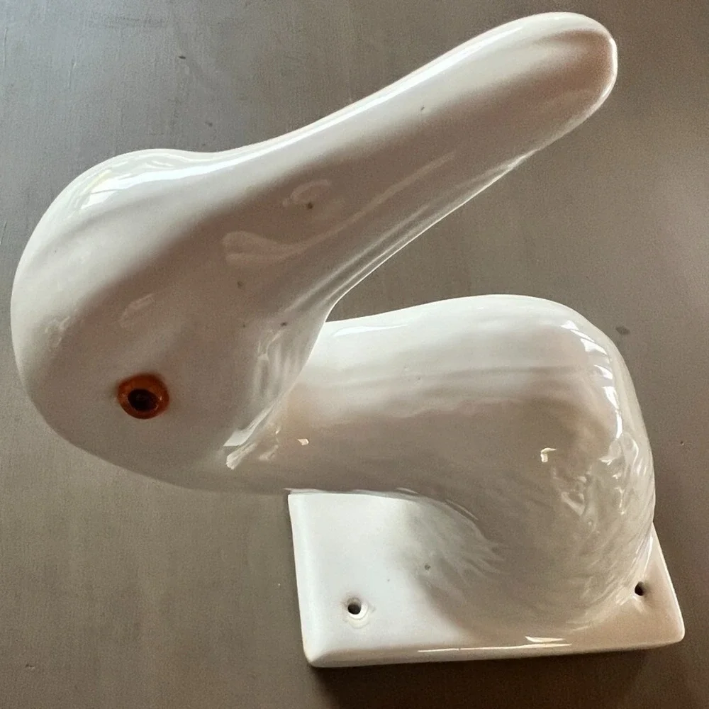 Porcelain Neutral White Ceramic Goose Wall Hook Farmhouse‎ Towel Kitchen Decor